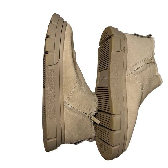 Franco Sarto Womens L-Anoro Beige Suede Platform Ankle Booties Sneakers - Picture 10 of 11